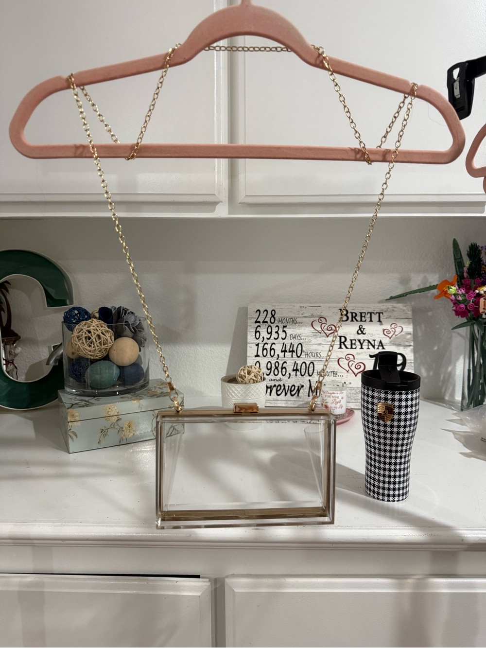 Clear Acrylic Box Clutch with Gold Chain